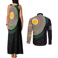 Shefa Tribal Tattoo with Namele Leaves Couples Matching Tank Maxi Dress and Long Sleeve Button Shirt LT03 - Polynesian Pride