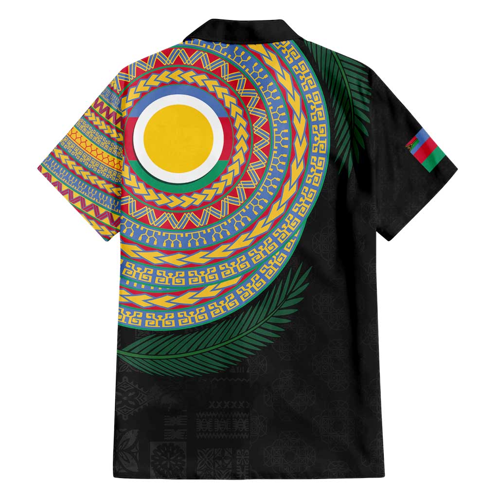 Shefa Tribal Tattoo with Namele Leaves Family Matching Off Shoulder Short Dress and Hawaiian Shirt