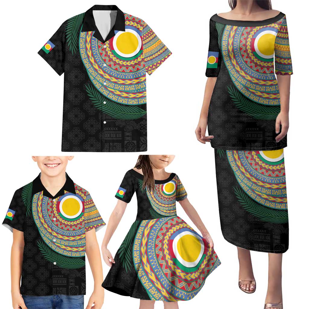 Shefa Tribal Tattoo with Namele Leaves Family Matching Puletasi and Hawaiian Shirt