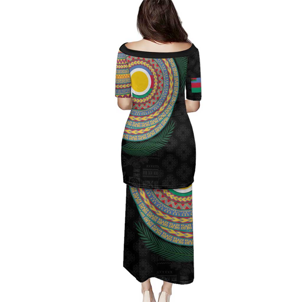 Shefa Tribal Tattoo with Namele Leaves Family Matching Puletasi and Hawaiian Shirt