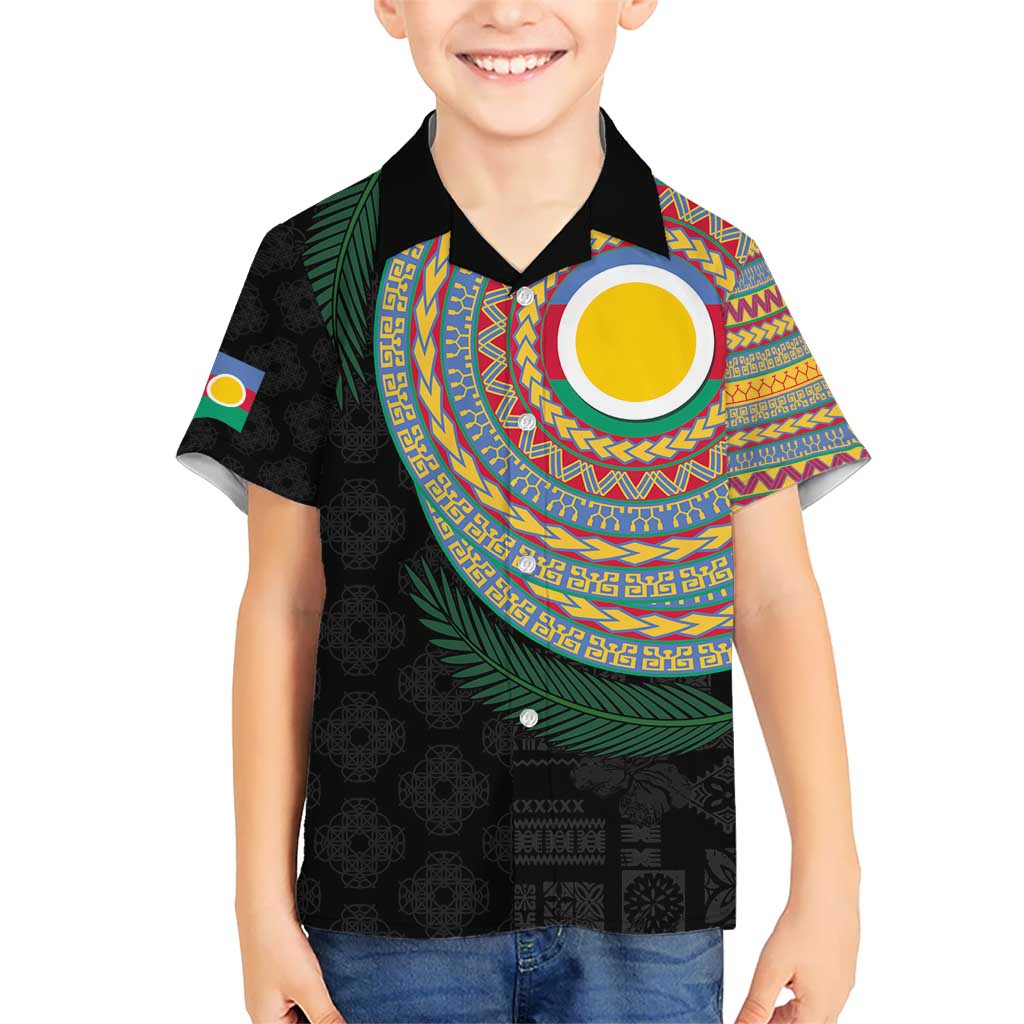 Shefa Tribal Tattoo with Namele Leaves Kid Hawaiian Shirt LT03 Kid Black - Polynesian Pride
