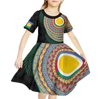 Shefa Tribal Tattoo with Namele Leaves Kid Short Sleeve Dress LT03 - Polynesian Pride