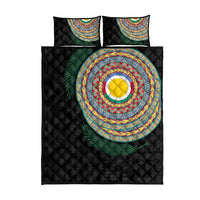 Shefa Tribal Tattoo with Namele Leaves Quilt Bed Set