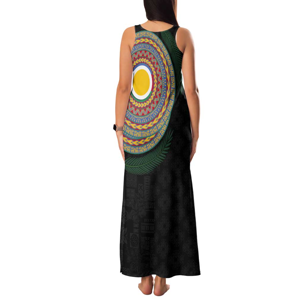 Shefa Tribal Tattoo with Namele Leaves Tank Maxi Dress
