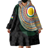 Shefa Tribal Tattoo with Namele Leaves Wearable Blanket Hoodie