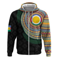 Shefa Tribal Tattoo with Namele Leaves Zip Hoodie