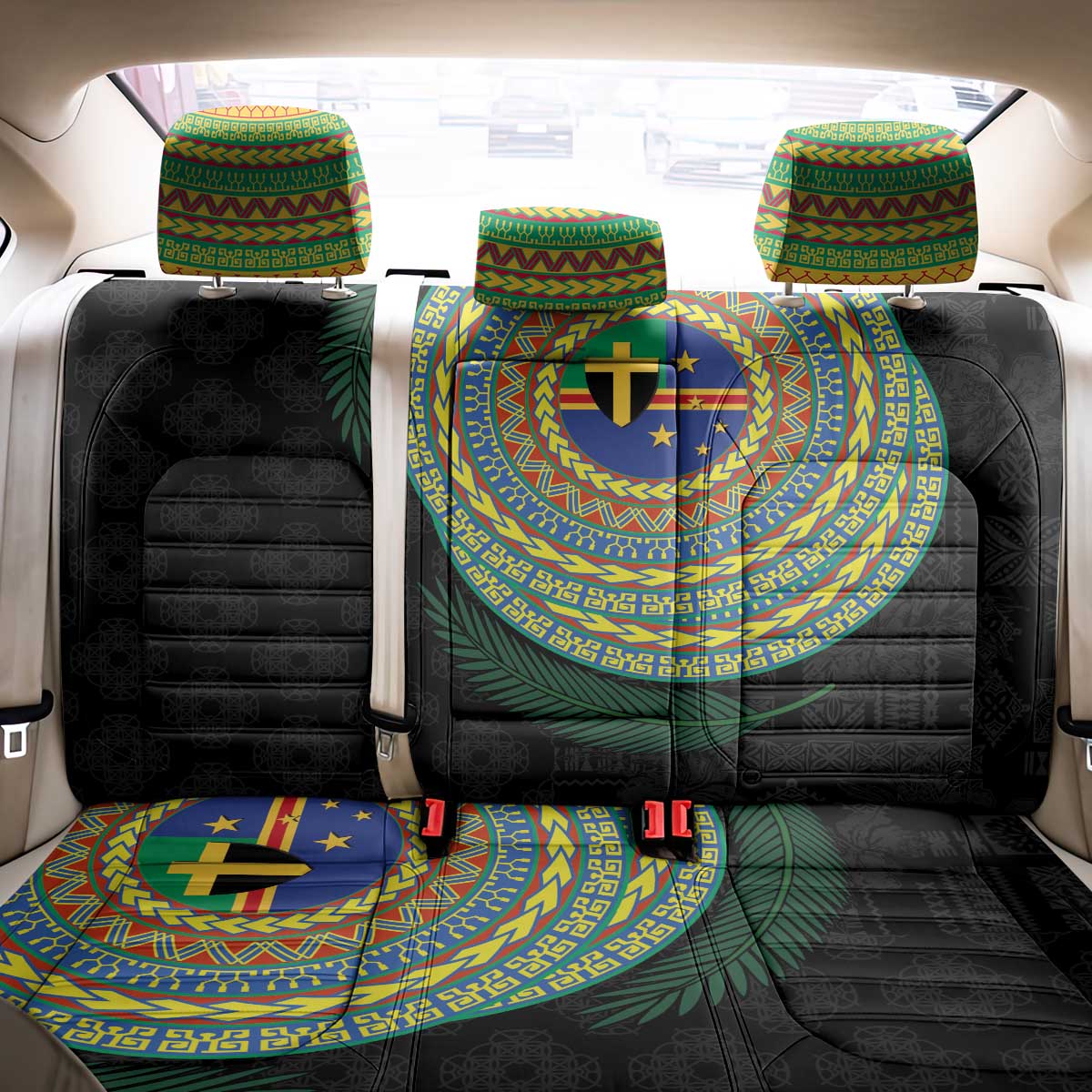 Tafea Tribal Tattoo with Namele Leaves Back Car Seat Cover