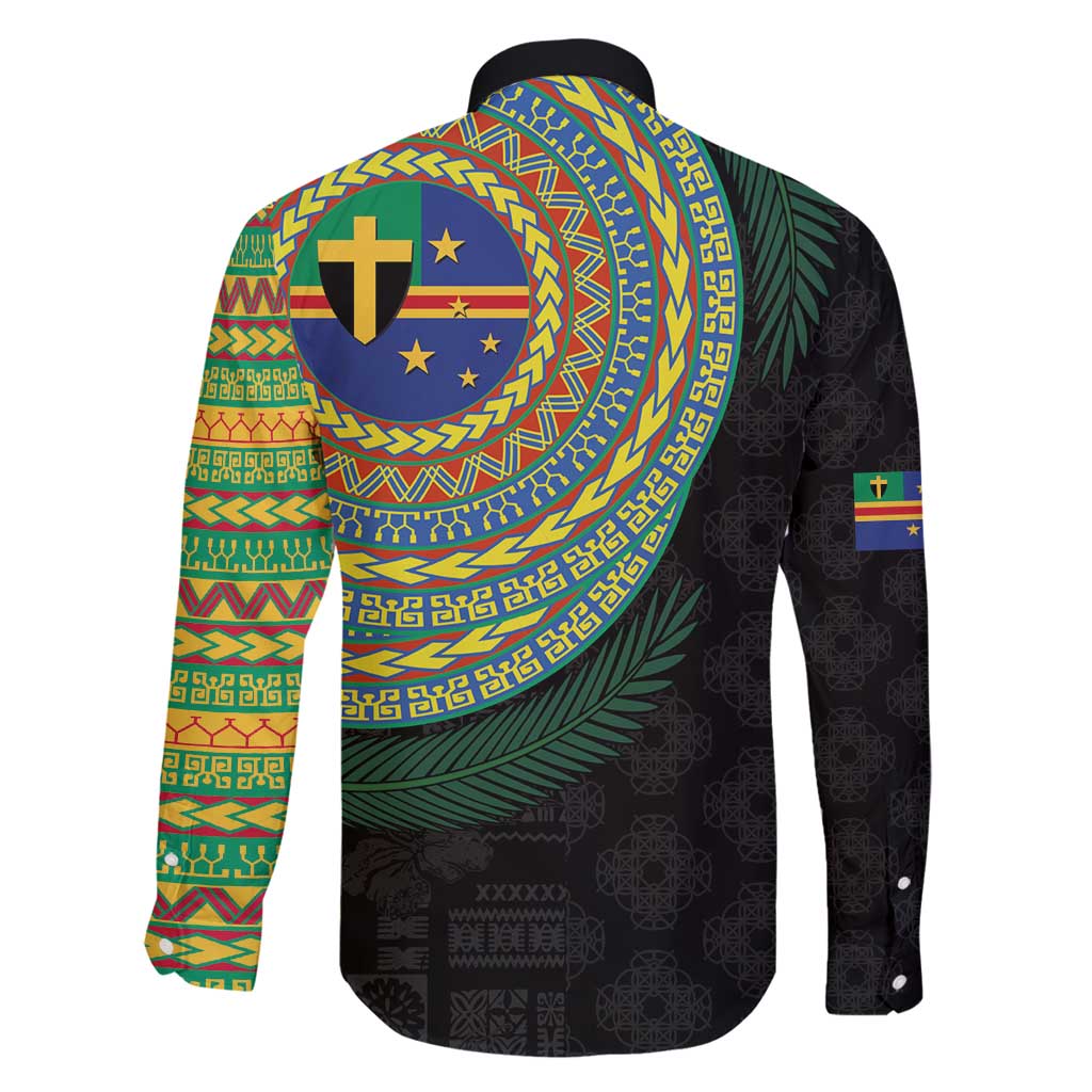 Tafea Tribal Tattoo with Namele Leaves Family Matching Off Shoulder Maxi Dress and Hawaiian Shirt