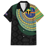 Tafea Tribal Tattoo with Namele Leaves Family Matching Off Shoulder Short Dress and Hawaiian Shirt