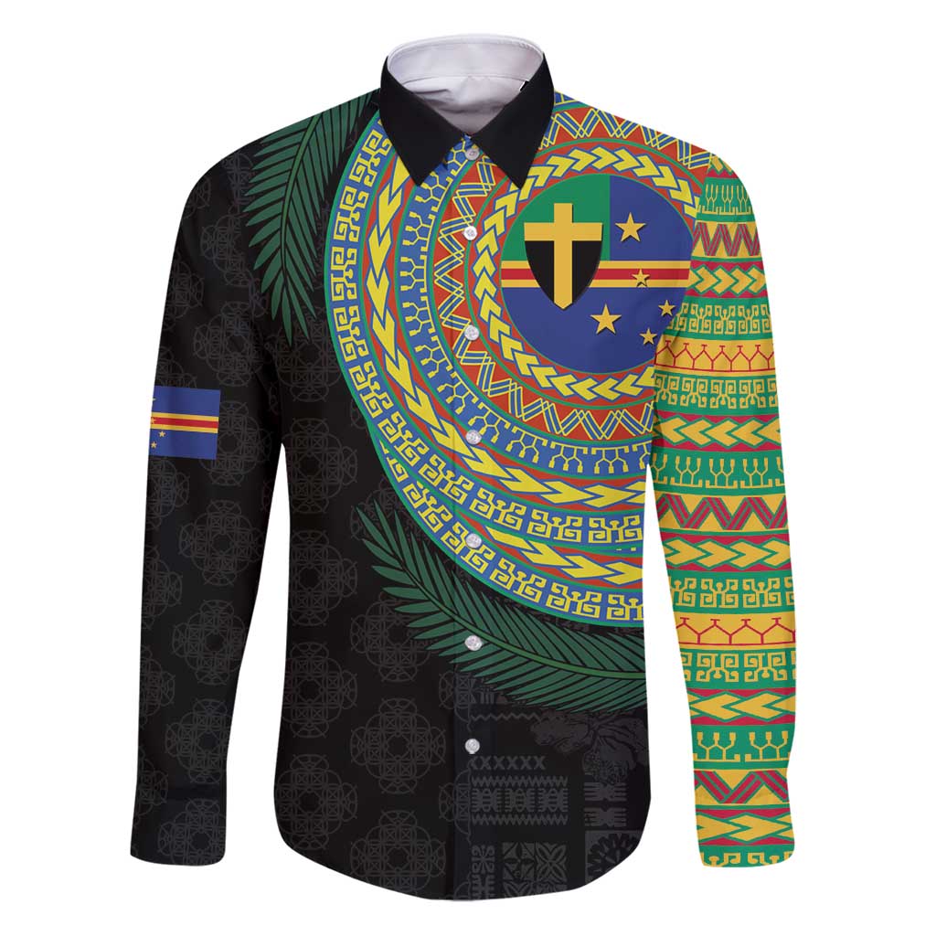 Tafea Tribal Tattoo with Namele Leaves Family Matching Puletasi and Hawaiian Shirt