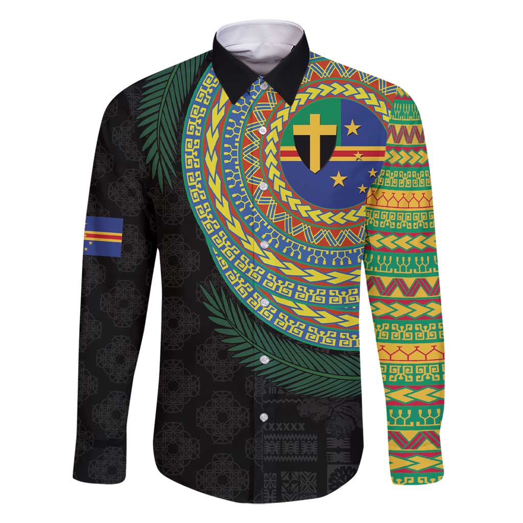 Tafea Tribal Tattoo with Namele Leaves Family Matching Short Sleeve Bodycon Dress and Hawaiian Shirt