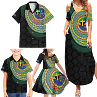 Tafea Tribal Tattoo with Namele Leaves Family Matching Summer Maxi Dress and Hawaiian Shirt