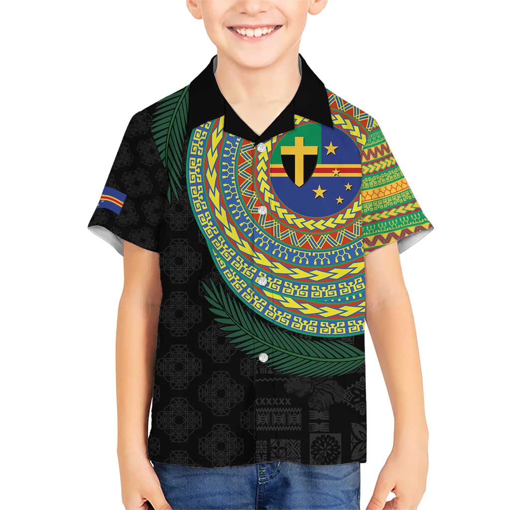 Tafea Tribal Tattoo with Namele Leaves Kid Hawaiian Shirt