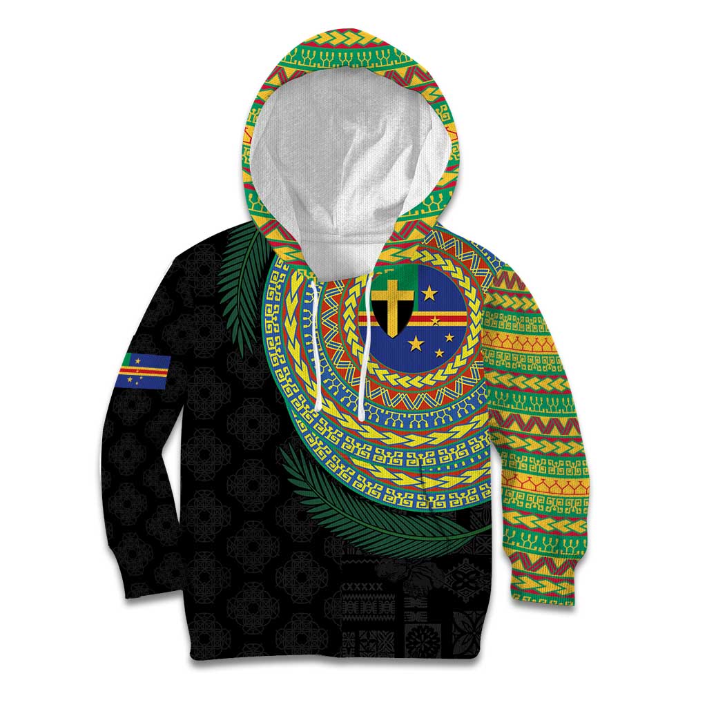 Tafea Tribal Tattoo with Namele Leaves Kid Hoodie LT03 Hoodie Black - Polynesian Pride