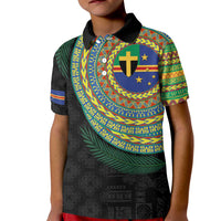 Tafea Tribal Tattoo with Namele Leaves Kid Polo Shirt LT03 Kid Black - Polynesian Pride