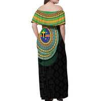 Tafea Tribal Tattoo with Namele Leaves Off Shoulder Maxi Dress