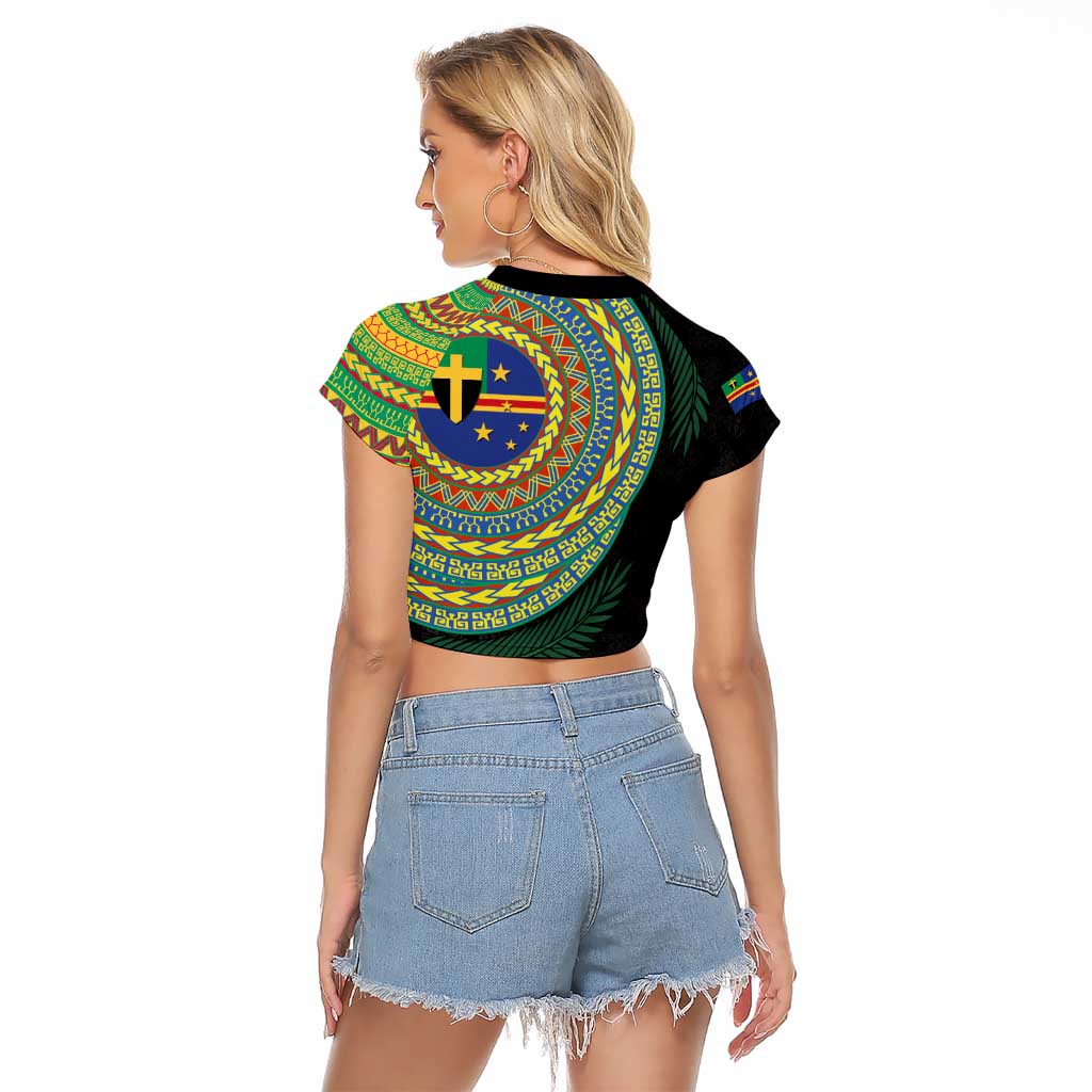 Tafea Tribal Tattoo with Namele Leaves Raglan Cropped T Shirt LT03 - Polynesian Pride