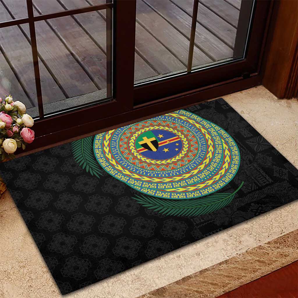 Tafea Tribal Tattoo with Namele Leaves Rubber Doormat LT03 - Polynesian Pride
