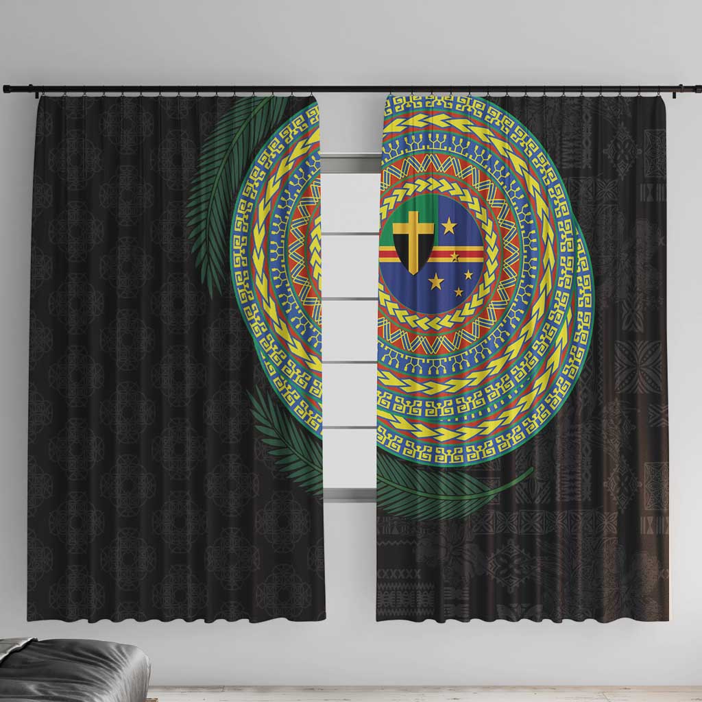 Tafea Tribal Tattoo with Namele Leaves Window Curtain