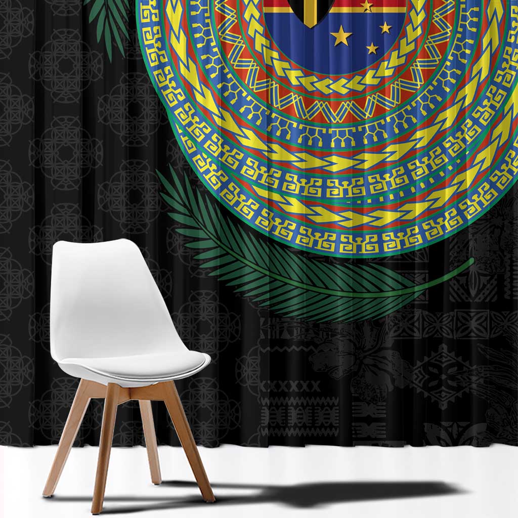 Tafea Tribal Tattoo with Namele Leaves Window Curtain