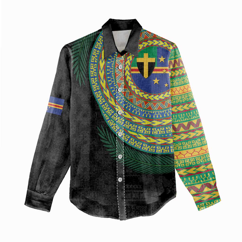 Tafea Tribal Tattoo with Namele Leaves Women Casual Shirt