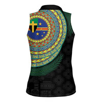 Tafea Tribal Tattoo with Namele Leaves Women Sleeveless Polo Shirt LT03 - Polynesian Pride