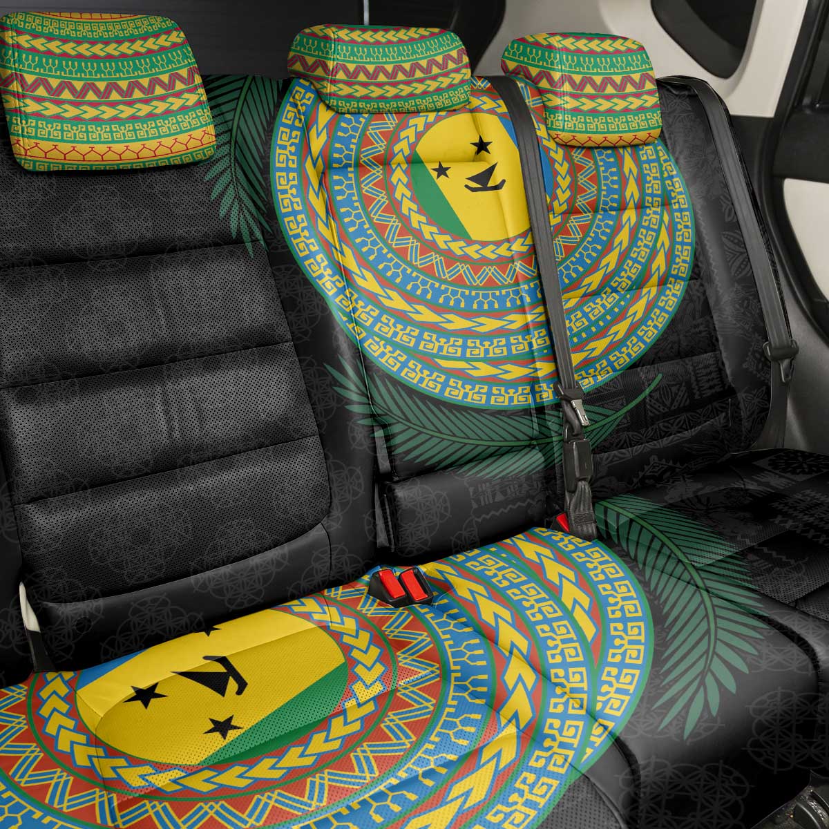 Malampa Tribal Tattoo with Namele Leaves Back Car Seat Cover