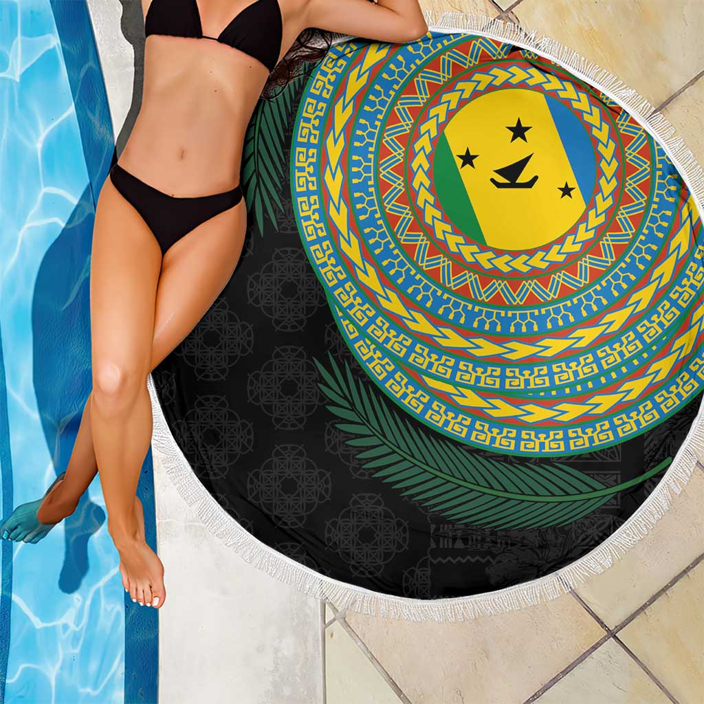 Malampa Tribal Tattoo with Namele Leaves Beach Blanket