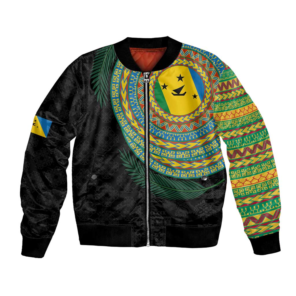 Malampa Tribal Tattoo with Namele Leaves Bomber Jacket