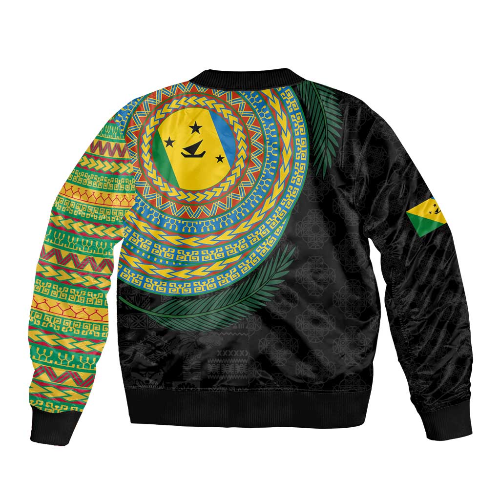 Malampa Tribal Tattoo with Namele Leaves Bomber Jacket