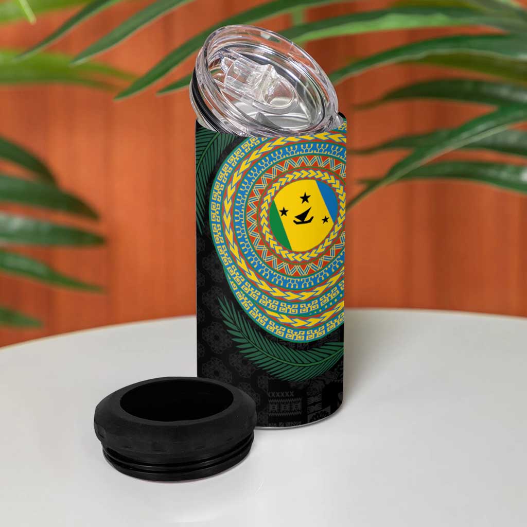 Malampa Tribal Tattoo with Namele Leaves 4 in 1 Can Cooler Tumbler