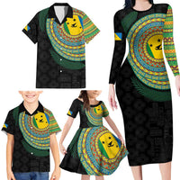 Malampa Tribal Tattoo with Namele Leaves Family Matching Long Sleeve Bodycon Dress and Hawaiian Shirt