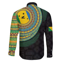 Malampa Tribal Tattoo with Namele Leaves Family Matching Long Sleeve Bodycon Dress and Hawaiian Shirt