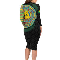 Malampa Tribal Tattoo with Namele Leaves Family Matching Long Sleeve Bodycon Dress and Hawaiian Shirt