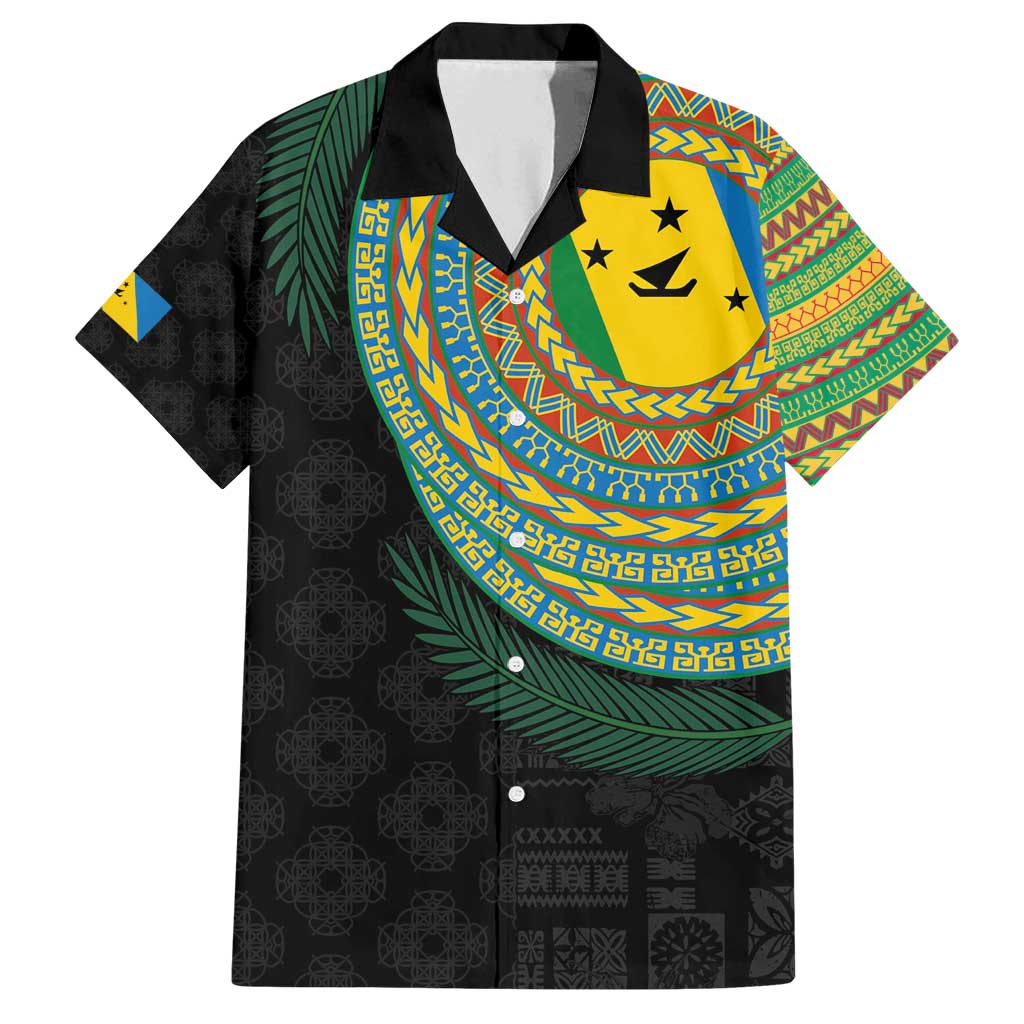 Malampa Tribal Tattoo with Namele Leaves Family Matching Off Shoulder Short Dress and Hawaiian Shirt