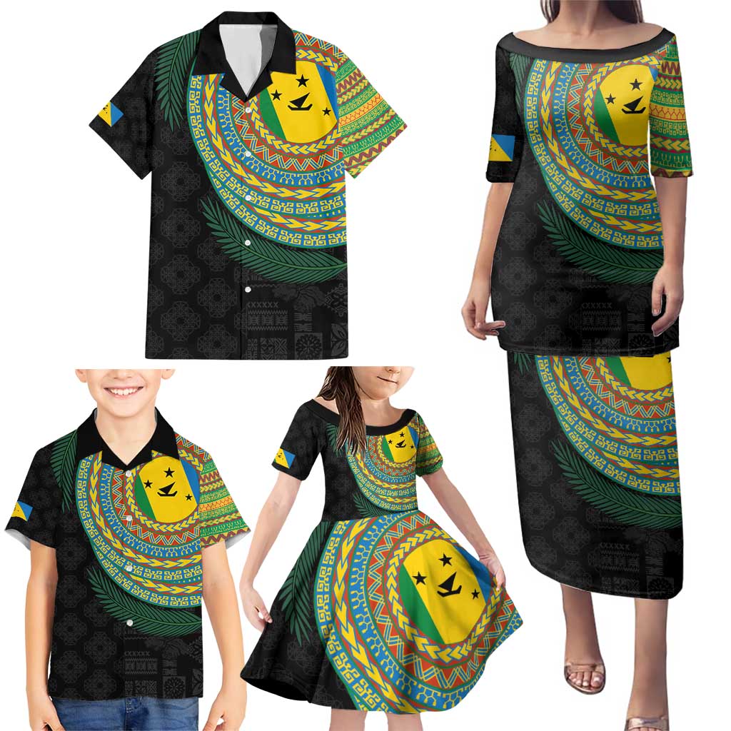 Malampa Tribal Tattoo with Namele Leaves Family Matching Puletasi and Hawaiian Shirt