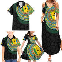 Malampa Tribal Tattoo with Namele Leaves Family Matching Summer Maxi Dress and Hawaiian Shirt