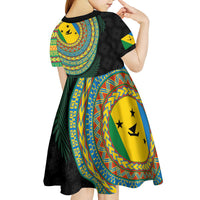 Malampa Tribal Tattoo with Namele Leaves Kid Short Sleeve Dress