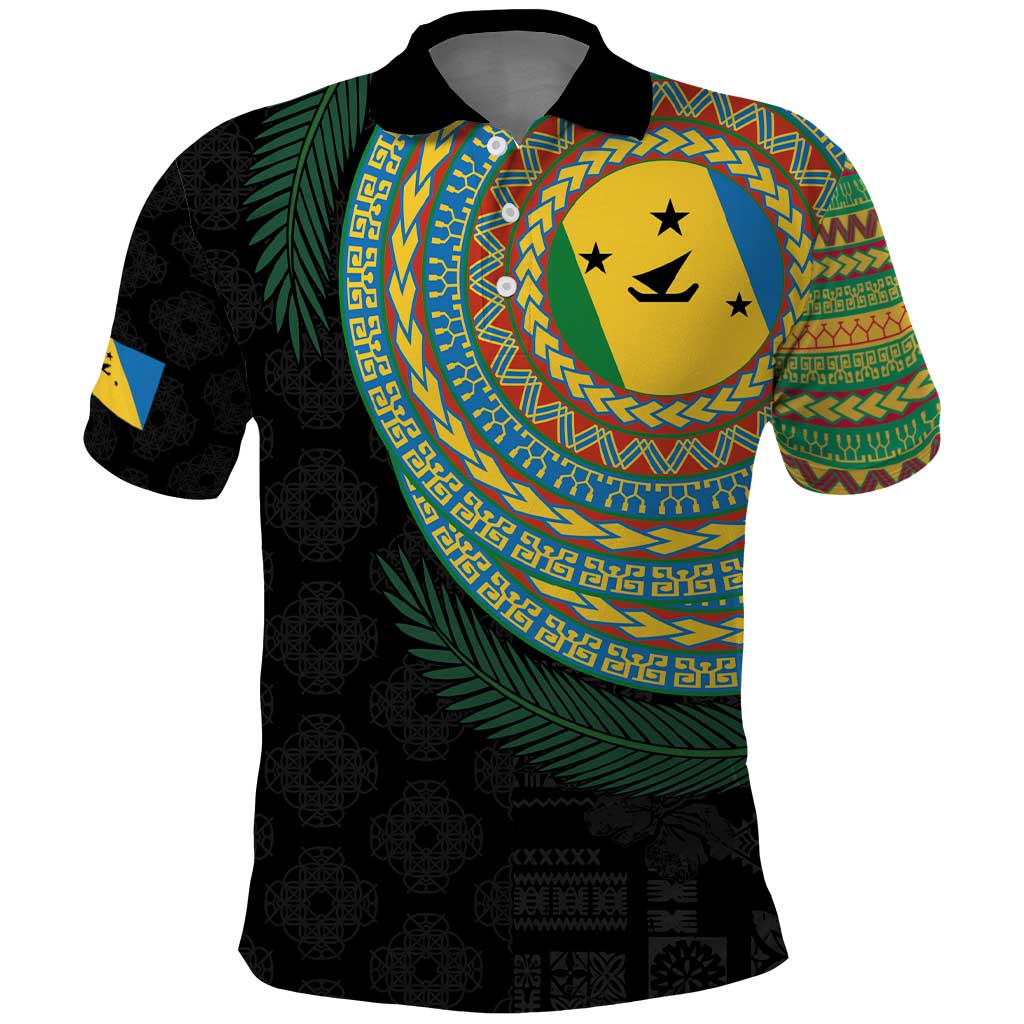 Malampa Tribal Tattoo with Namele Leaves Polo Shirt LT03 Black - Polynesian Pride