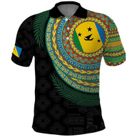 Malampa Tribal Tattoo with Namele Leaves Polo Shirt LT03 Black - Polynesian Pride