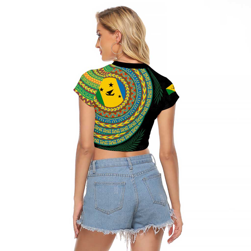 Malampa Tribal Tattoo with Namele Leaves Raglan Cropped T Shirt LT03 - Polynesian Pride