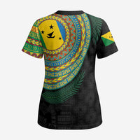 Malampa Tribal Tattoo with Namele Leaves Scrub Top - Polynesian Pride