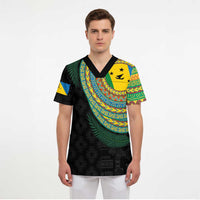 Malampa Tribal Tattoo with Namele Leaves Scrub Top - Polynesian Pride