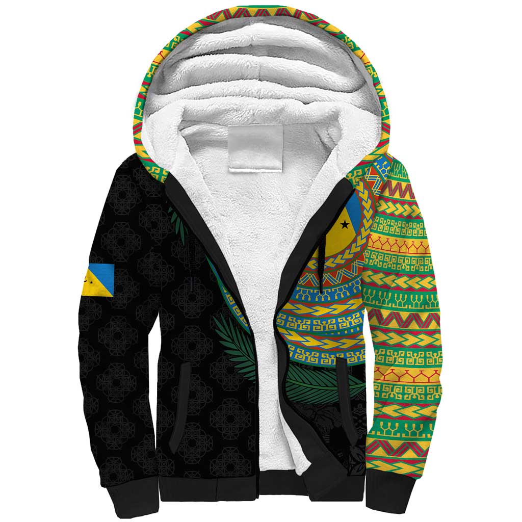 Malampa Tribal Tattoo with Namele Leaves Sherpa Hoodie