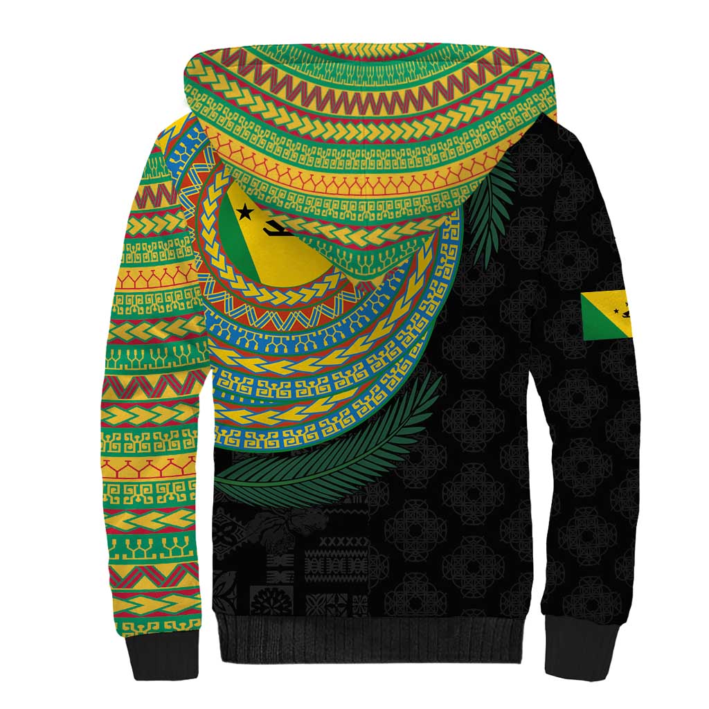 Malampa Tribal Tattoo with Namele Leaves Sherpa Hoodie