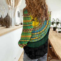 Malampa Tribal Tattoo with Namele Leaves Women Casual Shirt