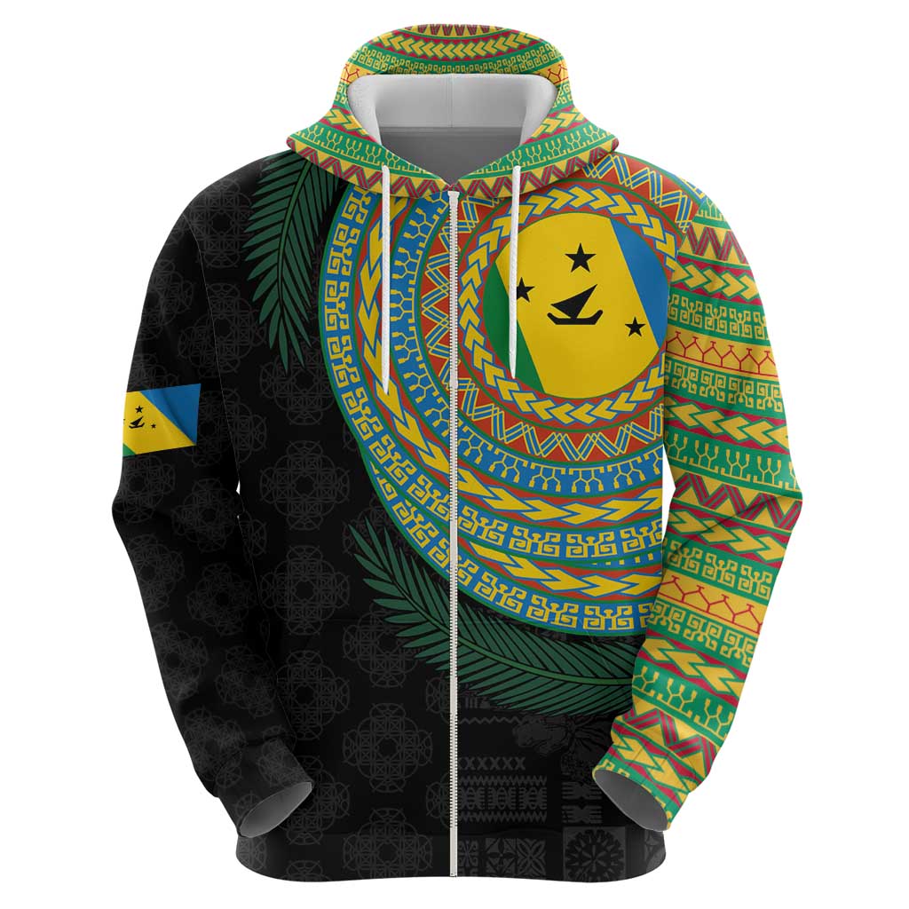 Malampa Tribal Tattoo with Namele Leaves Zip Hoodie