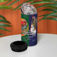 Manuʻa Islands and American Samoa Together 4 in 1 Can Cooler Tumbler Rooster and Eagle Mascot National Map and Flag Style