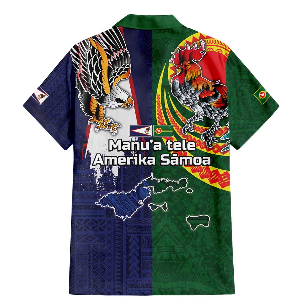 Manuʻa Islands and American Samoa Together Family Matching Mermaid Dress and Hawaiian Shirt Rooster and Eagle Mascot National Map and Flag Style