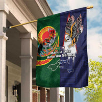 Manuʻa Islands and American Samoa Together Garden Flag Rooster and Eagle Mascot National Map and Flag Style